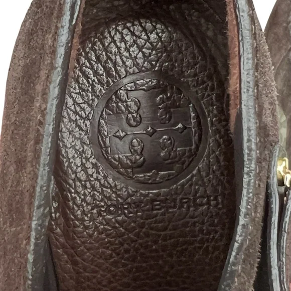 TORY BURCH Belen Suede Ankle Stiletto Booties Brown Buckle Women’s Size 10.5